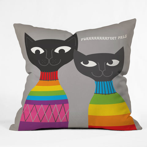 Anderson Design Group Rainbow Cats Throw Pillow