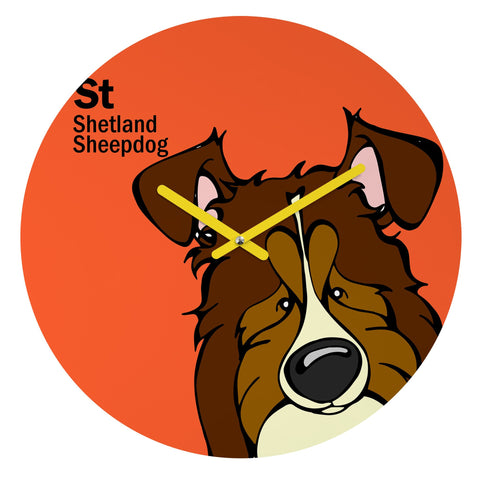 Angry Squirrel Studio Shetland Sheepdog 9 Round Clock