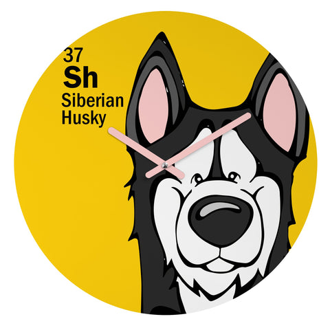 Angry Squirrel Studio Siberian Husky 37 Round Clock