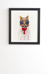 Animal Crew Astro Cat Black Framed Wall Art