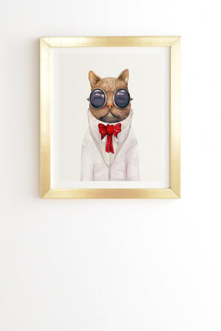 Animal Crew Astro Cat Gold Framed Wall Art