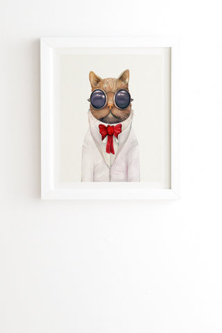 Animal Crew Astro Cat White Framed Wall Art