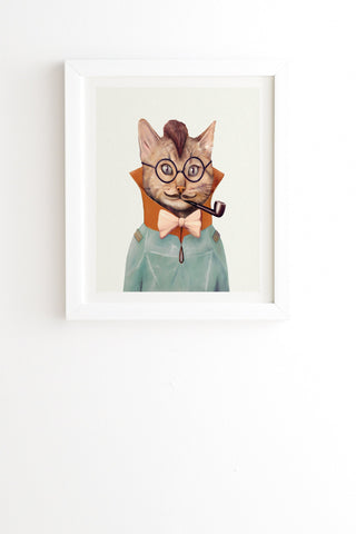 animal crew eclectic cat white framed wall art Animal Crew Eclectic Cat White Framed Wall Art