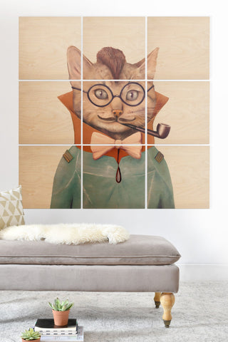 Animal Crew Eclectic Cat Wood Wall Mural