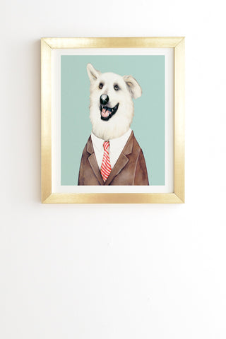 Animal Crew Happy Dog Gold Framed Wall Art