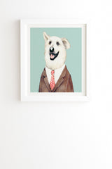 Animal Crew Happy Dog White Framed Wall Art