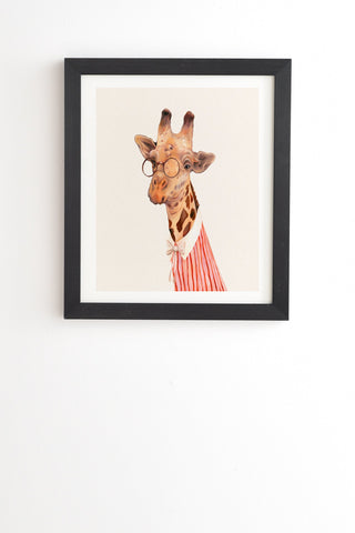 Animal Crew Lady Giraffe Black Framed Wall Art