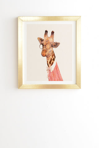 Animal Crew Lady Giraffe Gold Framed Wall Art