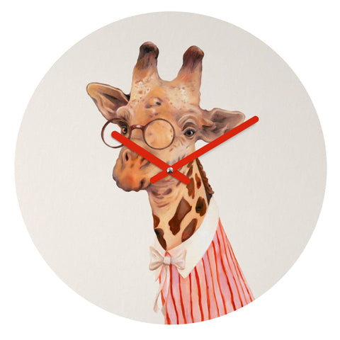 Animal Crew Lady Giraffe Round Clock