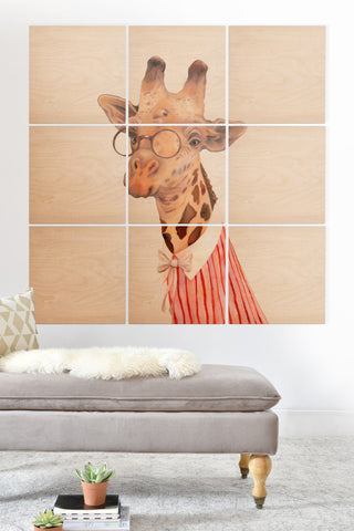 Animal Crew Lady Giraffe Wood Wall Mural