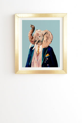 Animal Crew Mr Elephant Gold Framed Wall Art