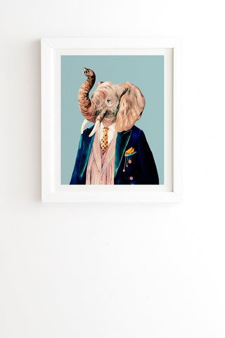 Animal Crew Mr Elephant White Framed Wall Art