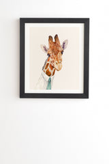 Animal Crew Mr Giraffe Black Framed Wall Art