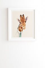 Animal Crew Mr Giraffe White Framed Wall Art