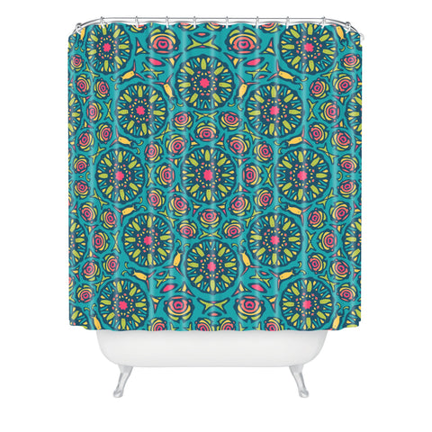 Arcturus Cyan Bubbles Shower Curtain