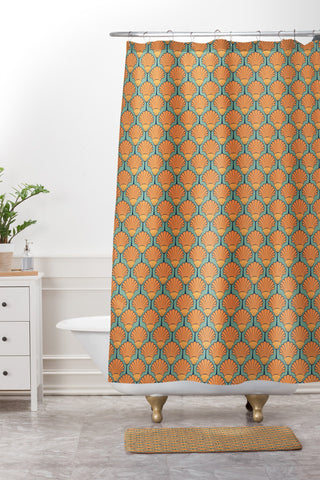 Arcturus Deco Shells Shower Curtain And Mat