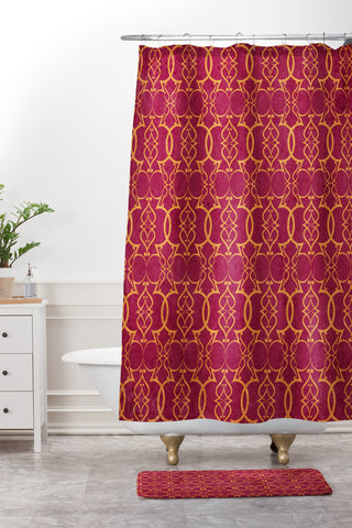 Arcturus Gold Trellis Shower Curtain And Mat