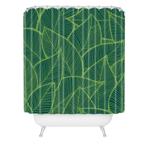 Arcturus Lime Green Leaves Shower Curtain