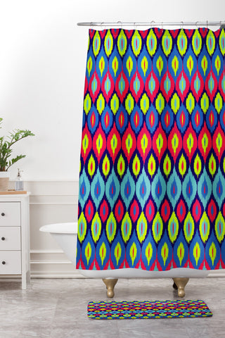 Arcturus Neon Ikat Shower Curtain And Mat