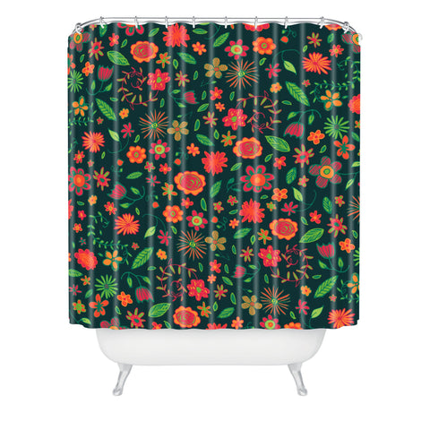 Arcturus Spring Florals Green Shower Curtain