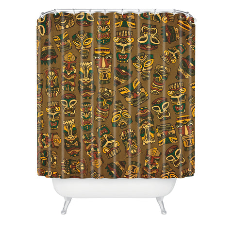 arcturus tiki masks shower curtain Arcturus Tiki Masks Shower Curtain