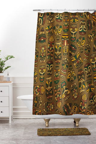 Arcturus Tiki Masks Shower Curtain And Mat