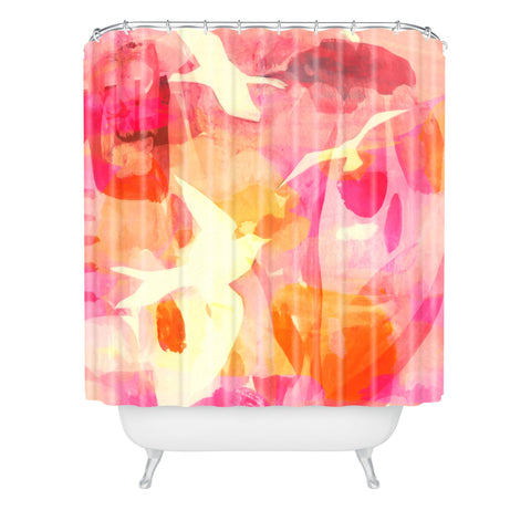 Barbara Chotiner flying to pink paradise Shower Curtain