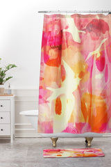 Barbara Chotiner flying to pink paradise Shower Curtain And Mat