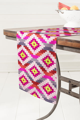 Bianca Green Aztec Diamonds Bright Table Runner