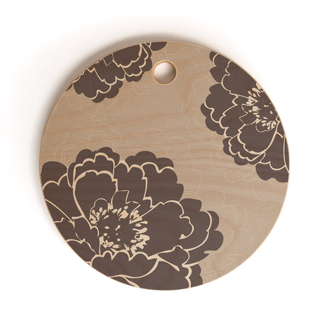 Caroline Okun Winter Peony Cutting Board Round