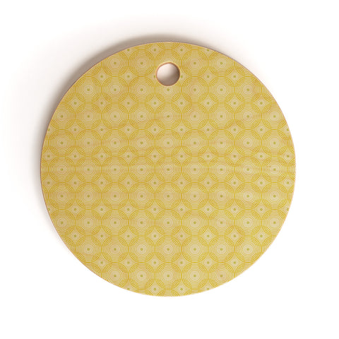 Caroline Okun Yellow Spirals Cutting Board Round