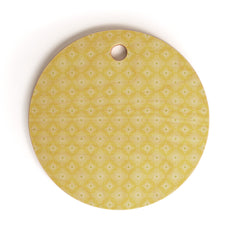 Caroline Okun Yellow Spirals Cutting Board Round