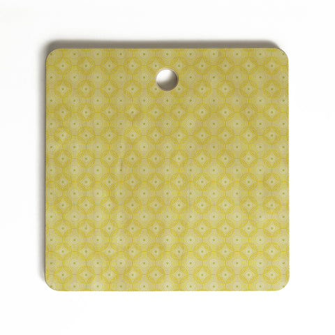 Caroline Okun Yellow Spirals Cutting Board Square