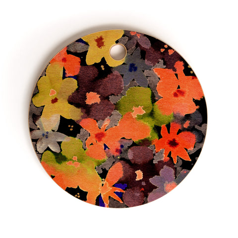 CayenaBlanca Abstract Flowers Cutting Board Round