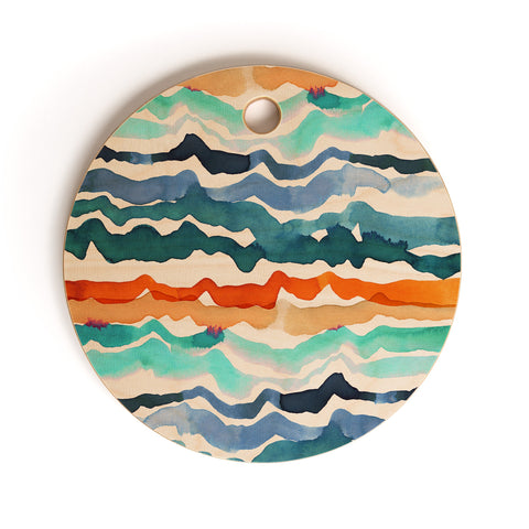 CayenaBlanca Beach Waves Cutting Board Round