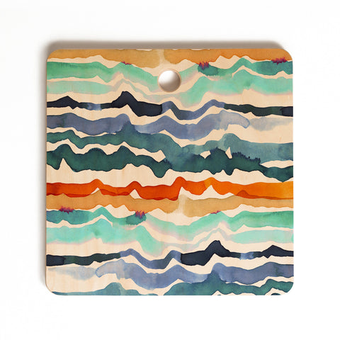 CayenaBlanca Beach Waves Cutting Board Square